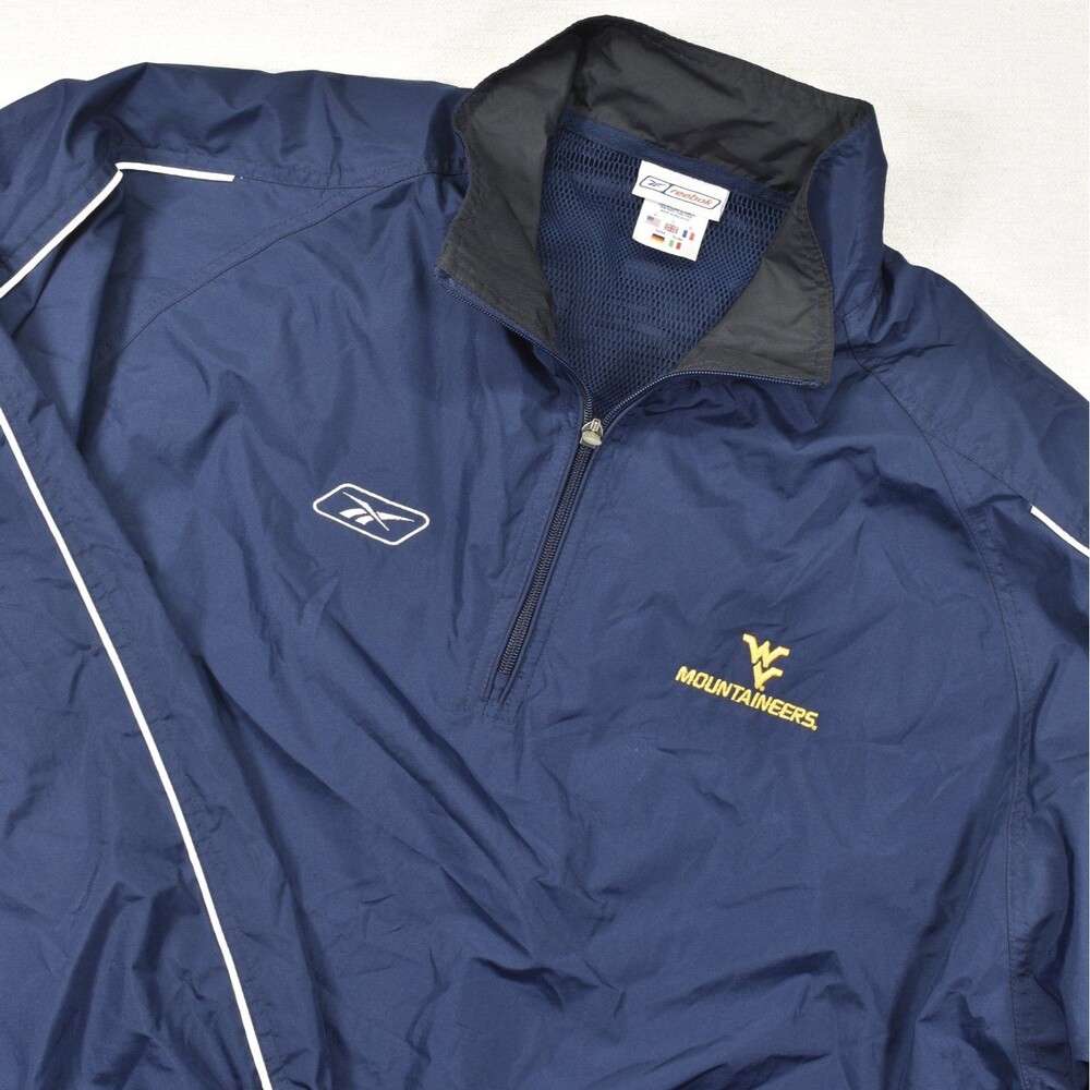 Vintage Reebok West Virginia Mountaineers Quarter Zip Windbreaker Pullover XL